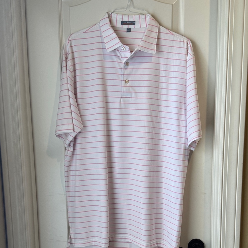 Peter Millar Summer Comfort Men's Pink Striped Polo Shirt